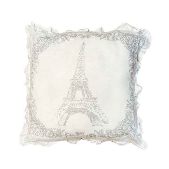 31” XL Paris Eiffel Tower Decorative Linen Pillow, Light Gray - Picture 1 of 2